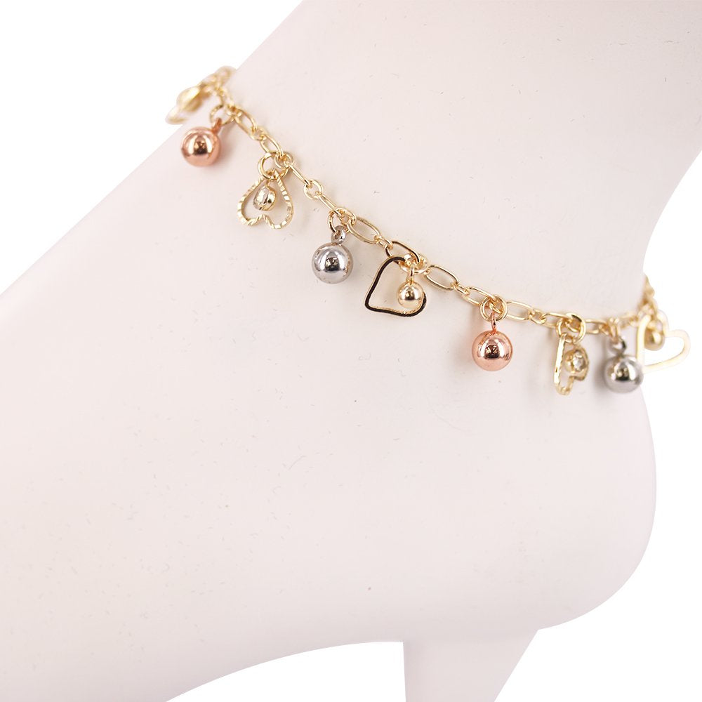 Heart With Beads Anklet A 1098