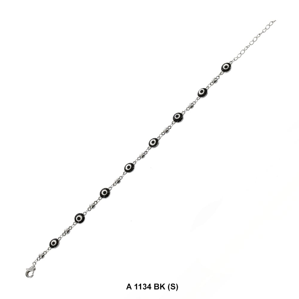 Round Evil Eye Beads Anklet A 1134 BK (S)