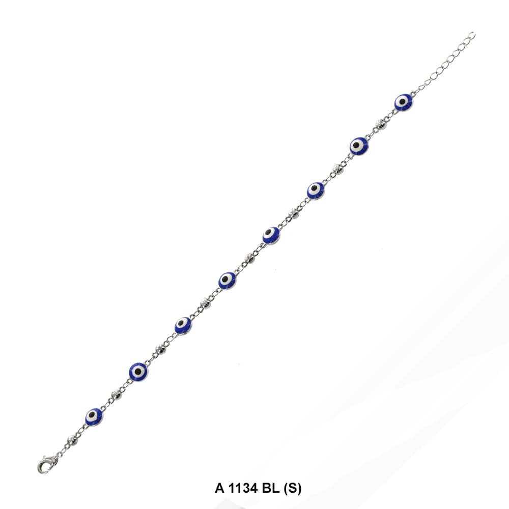 Round Evil Eye Beads Anklet A 1134 BL (S)