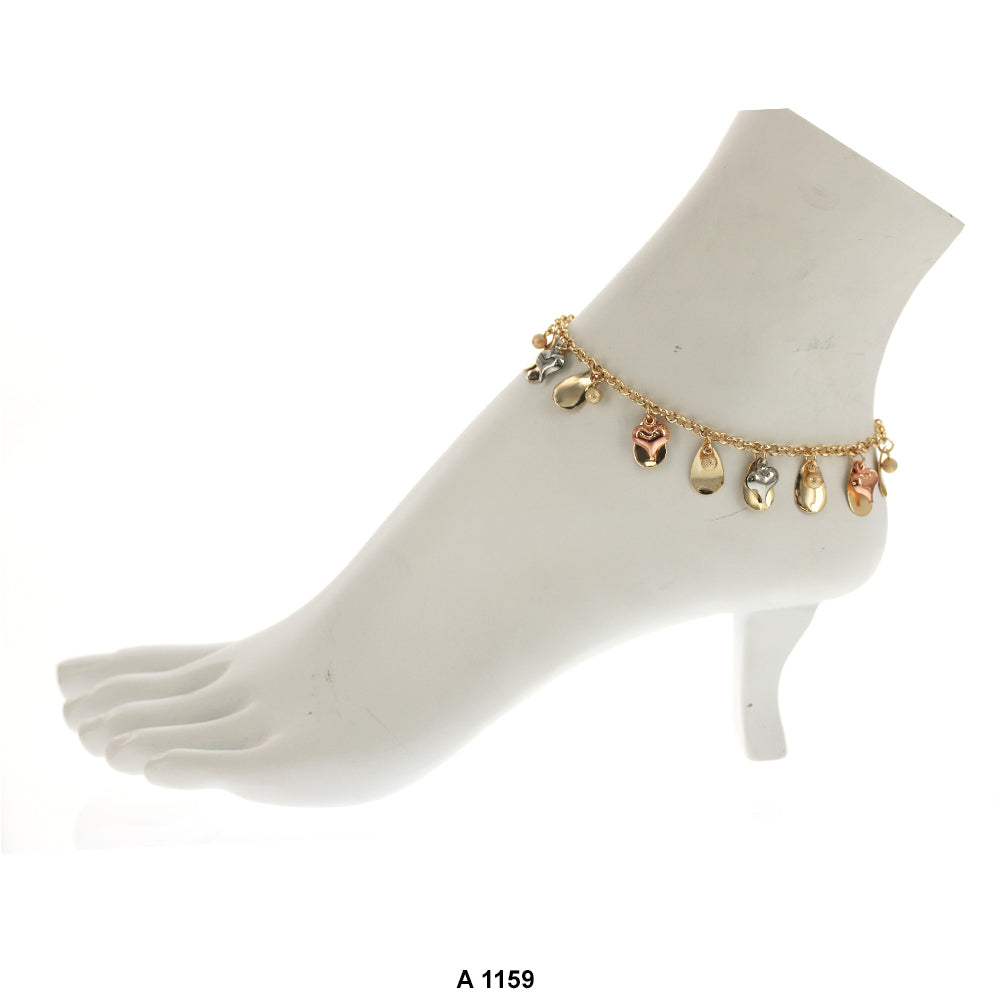 Beads With Hearts Anklet A 1159