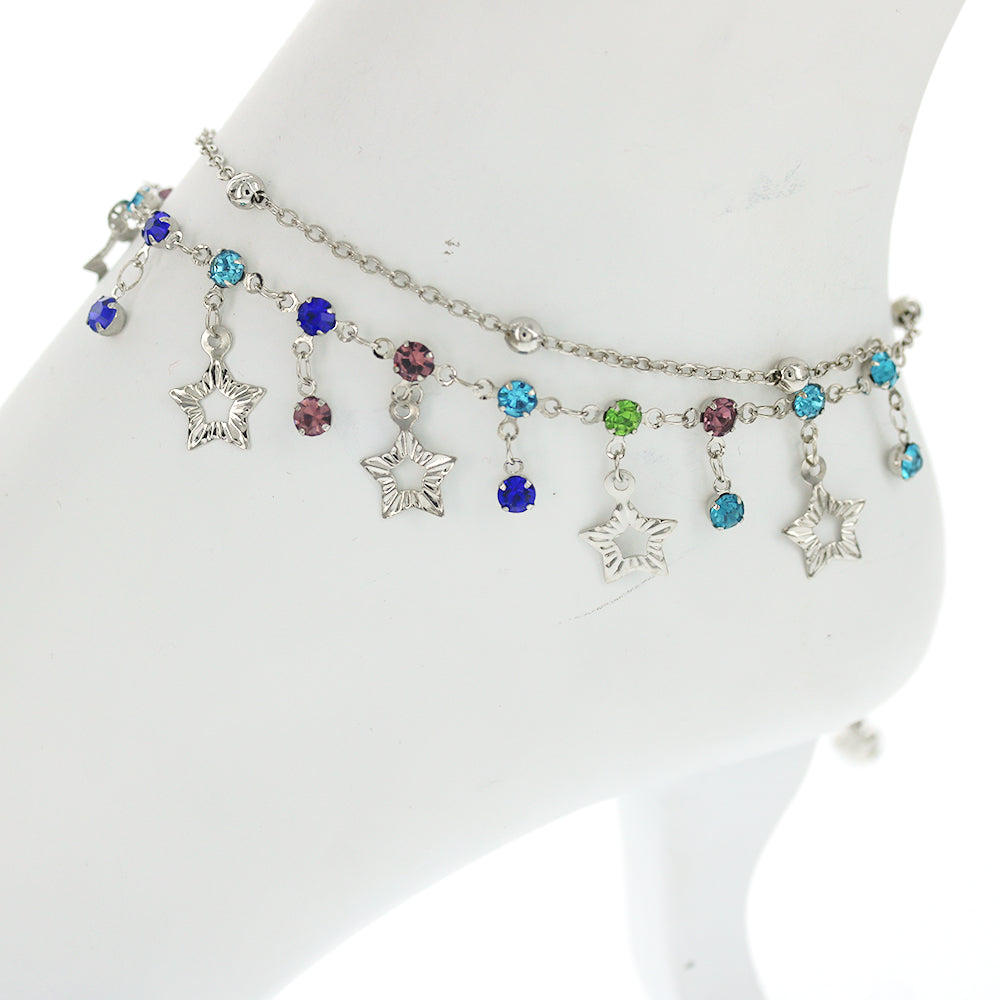 Tobilleras Doble Cadena Estrellas A 1171