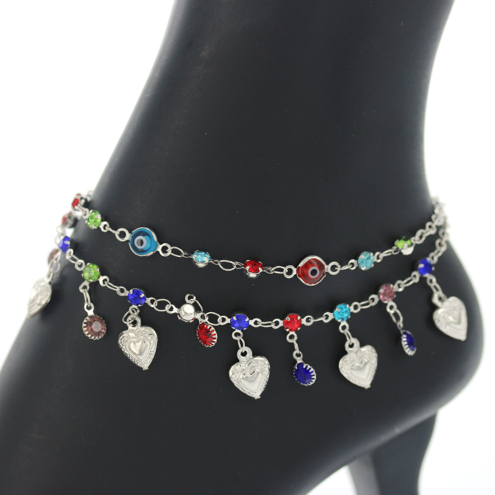 Evil Eye Double Chain Anklets A 1179