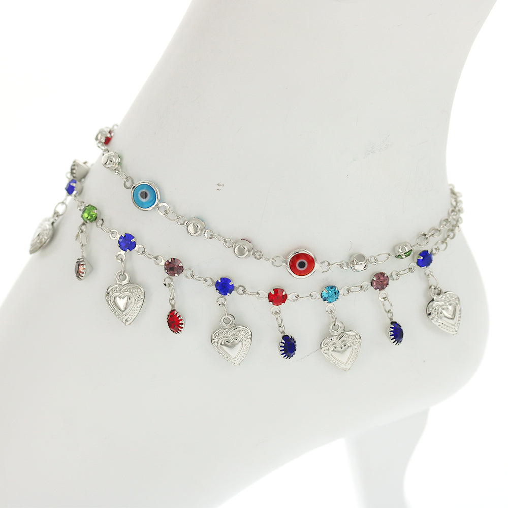 Evil Eye Double Chain Anklets A 1179