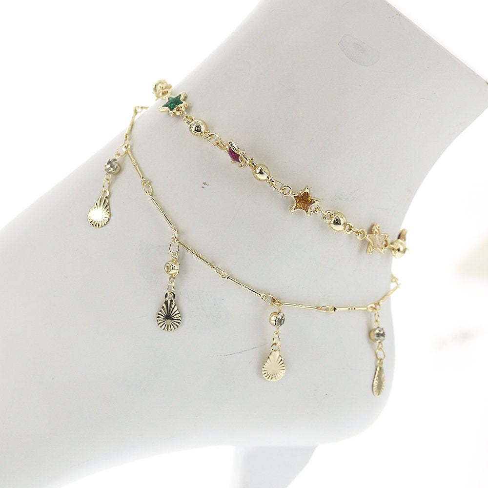 Double Chain Colorful Anklet A 1254