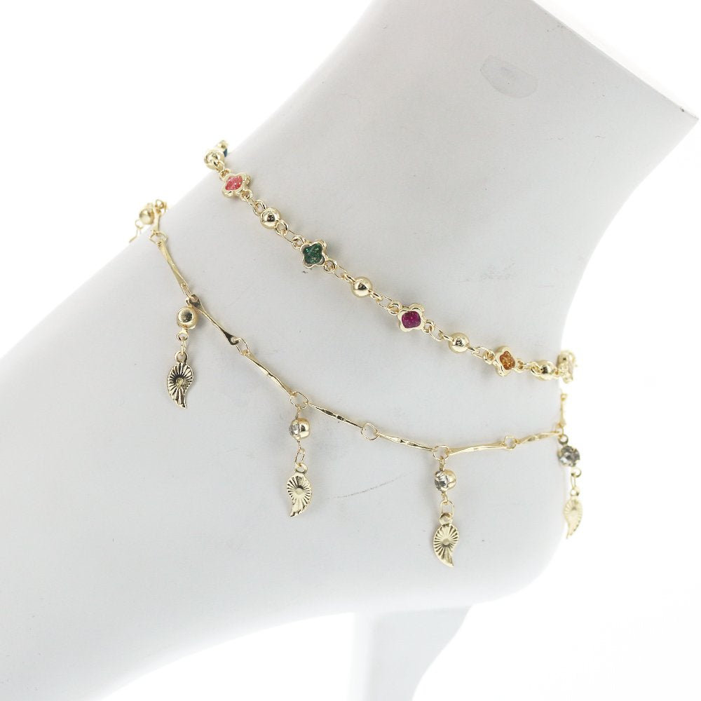 Double Chain Colorful Anklet A 1257