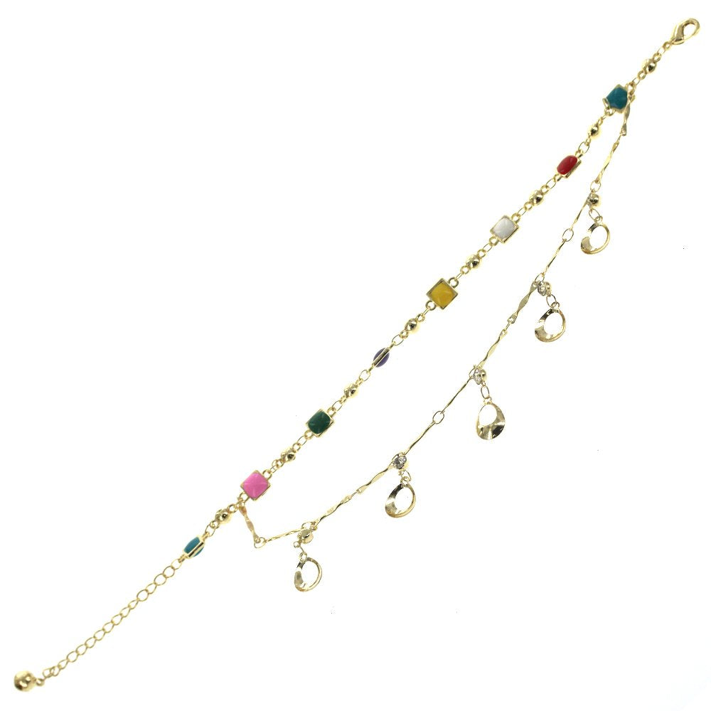 Double Chain Colorful Anklet A 1262