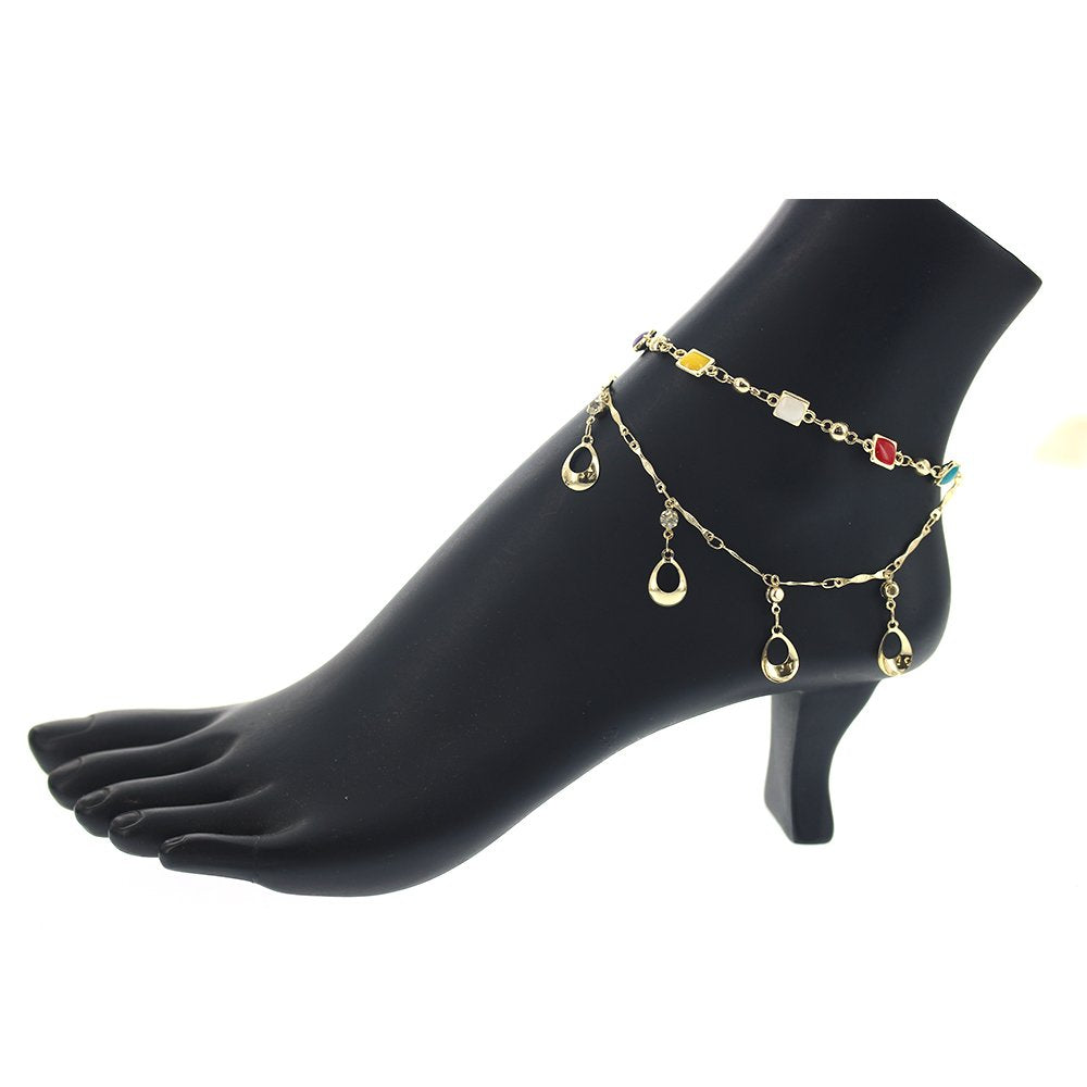 Double Chain Colorful Anklet A 1262