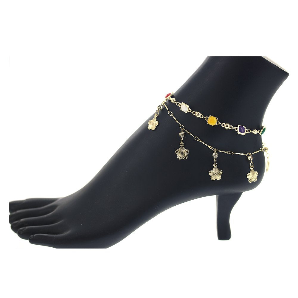 Double Chain Colorful Anklet A 1263