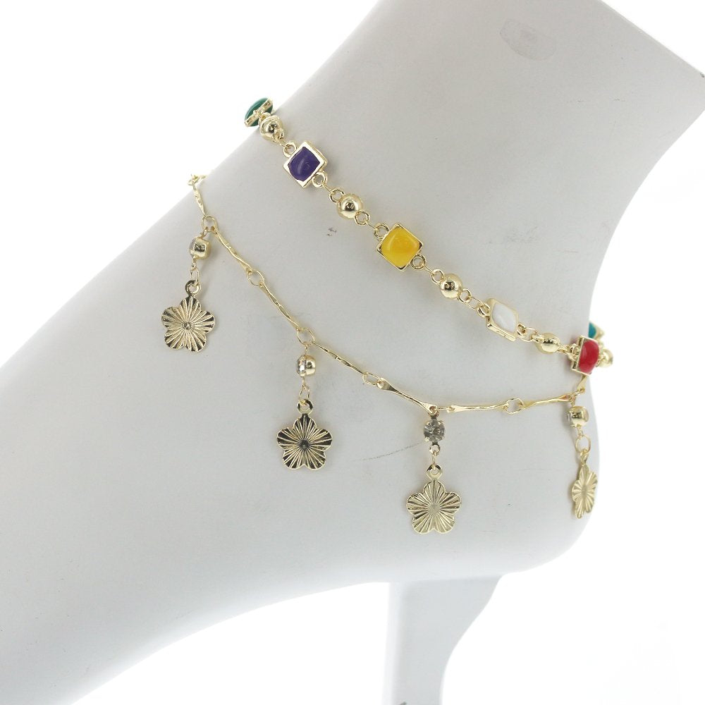 Double Chain Colorful Anklet A 1263