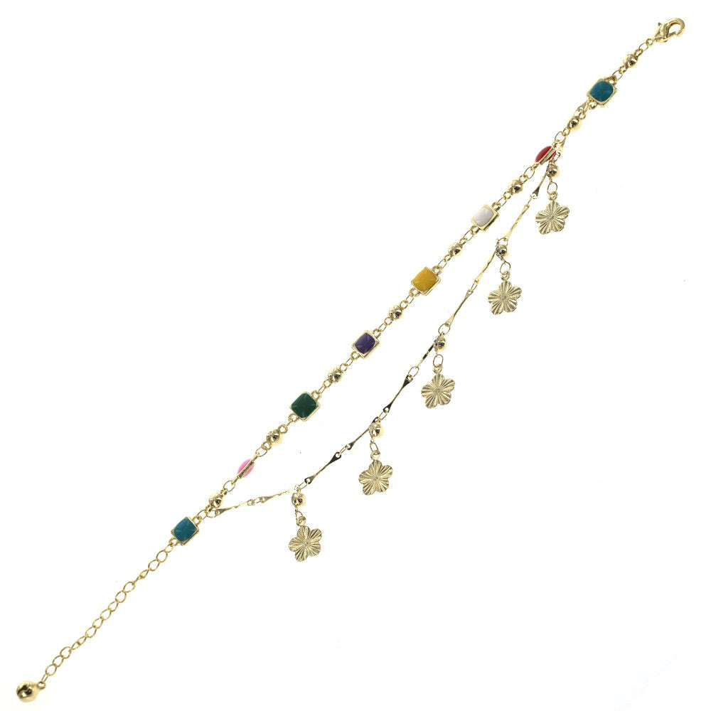 Double Chain Colorful Anklet A 1263