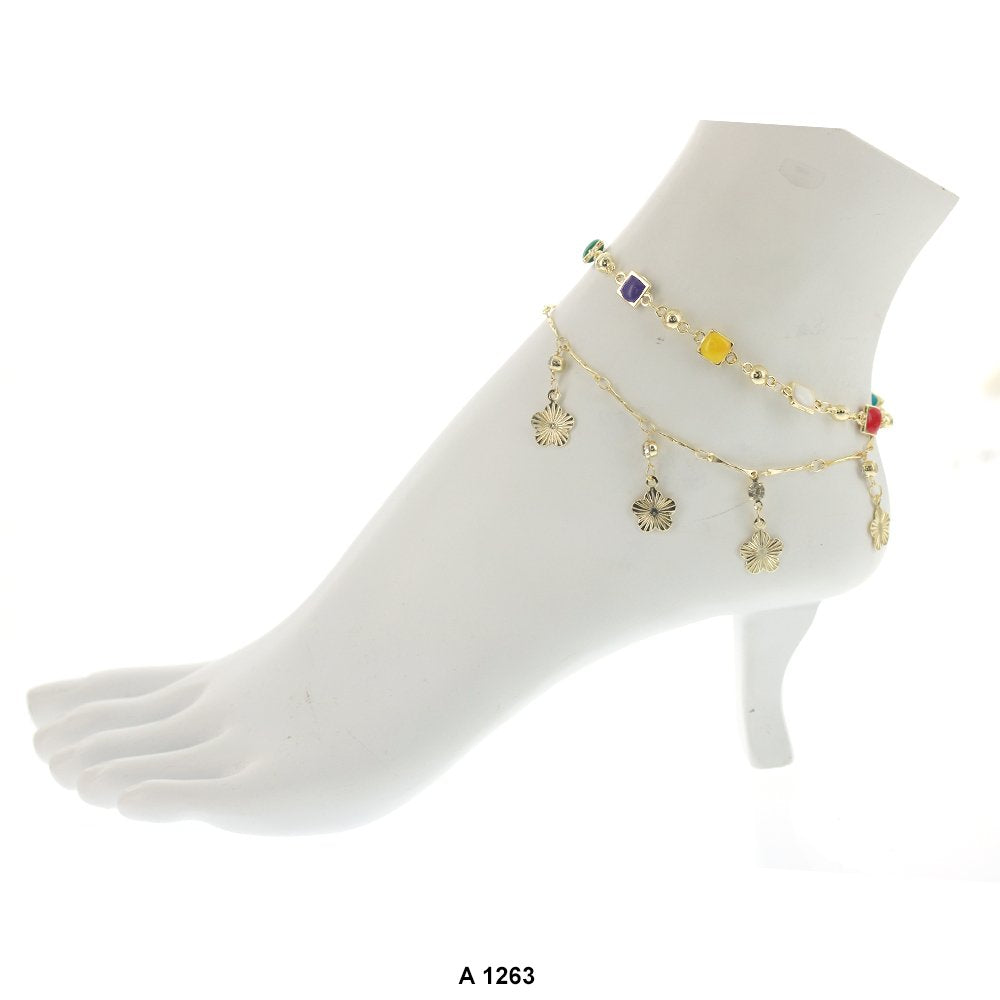 Double Chain Colorful Anklet A 1263