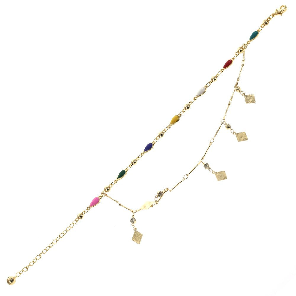 Double Chain Colorful Anklet A 1266