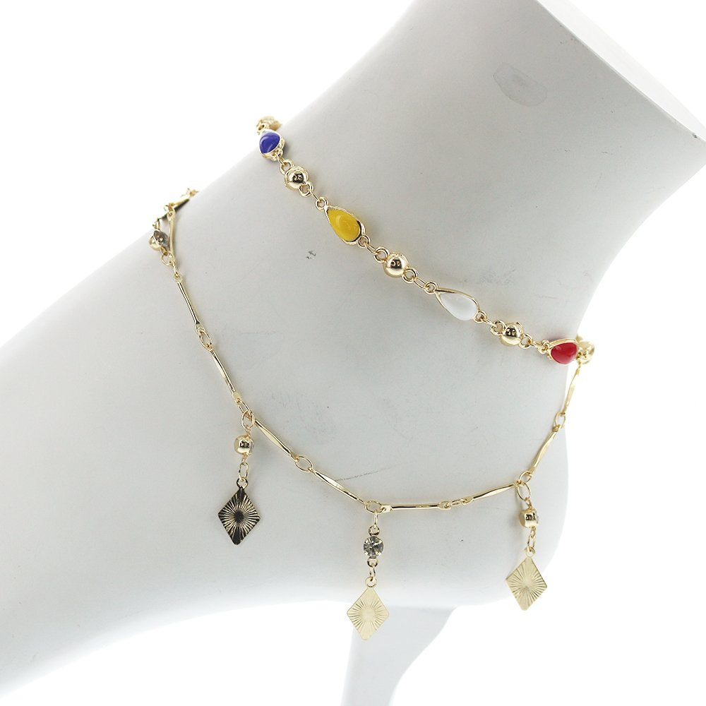 Double Chain Colorful Anklet A 1266