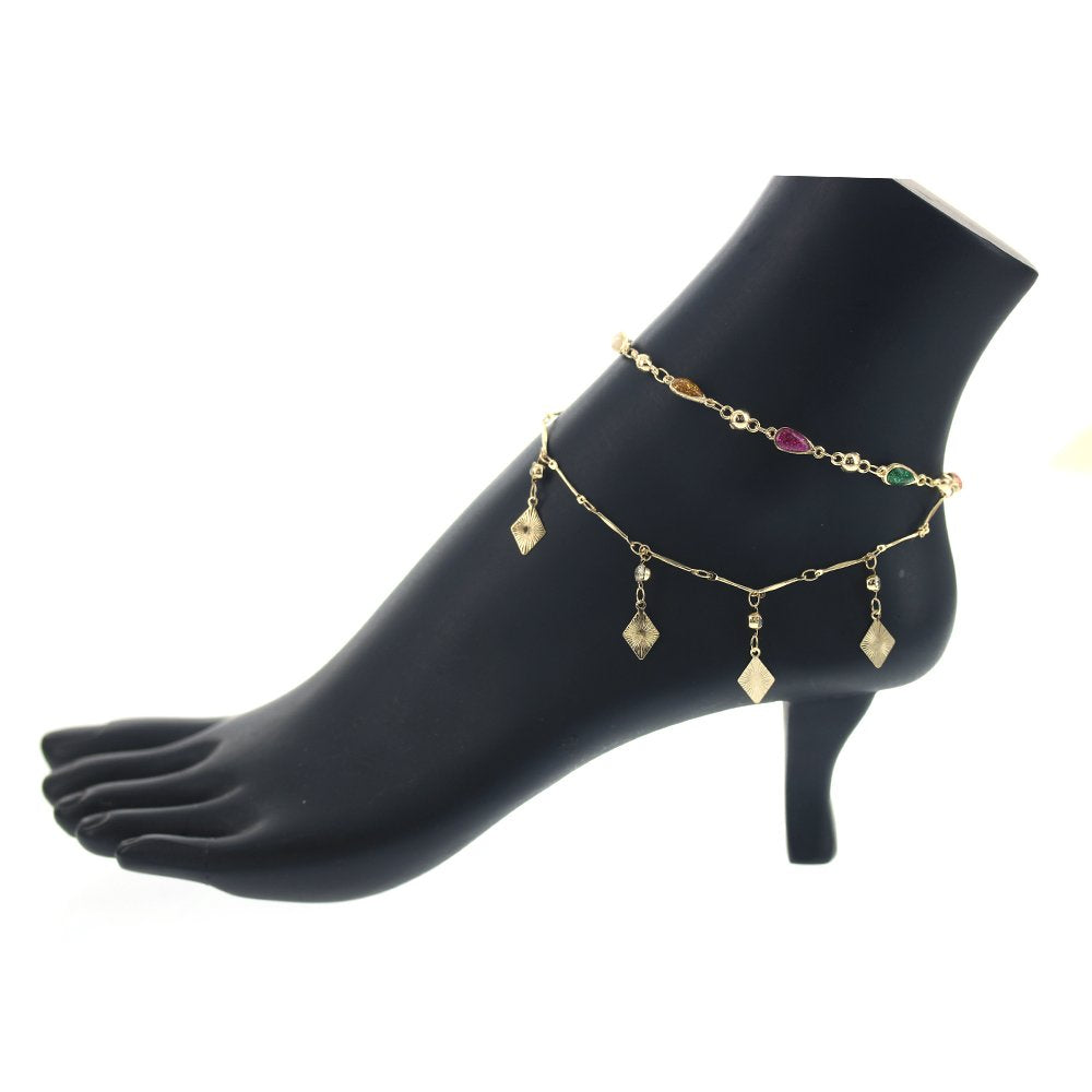 Double Chain Colorful Anklet A 1267