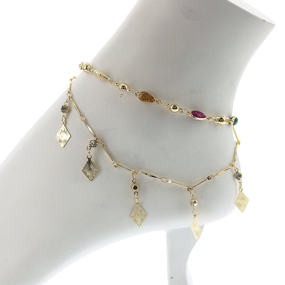 Double Chain Colorful Anklet A 1267