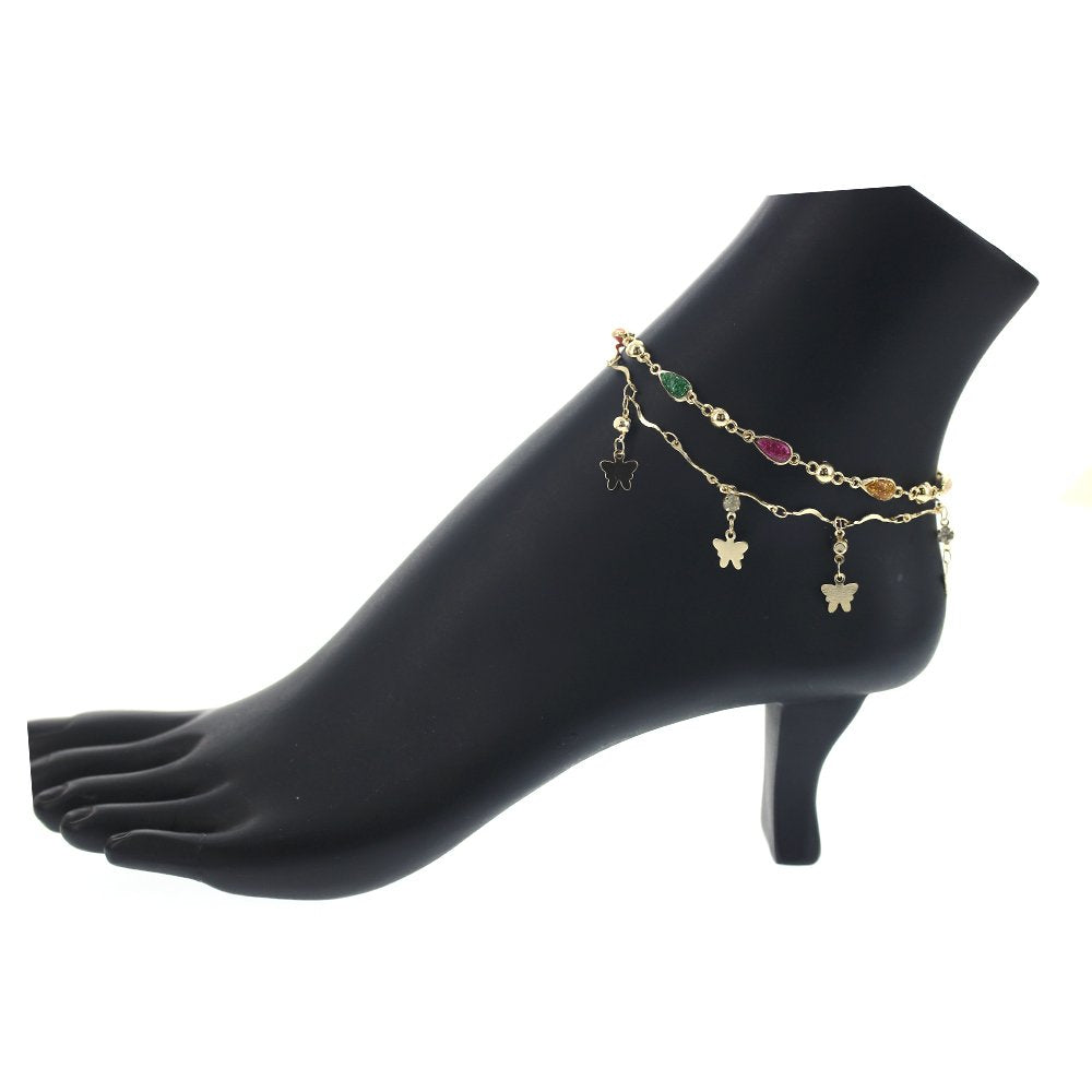 Double Chain Colorful Anklet A 1269