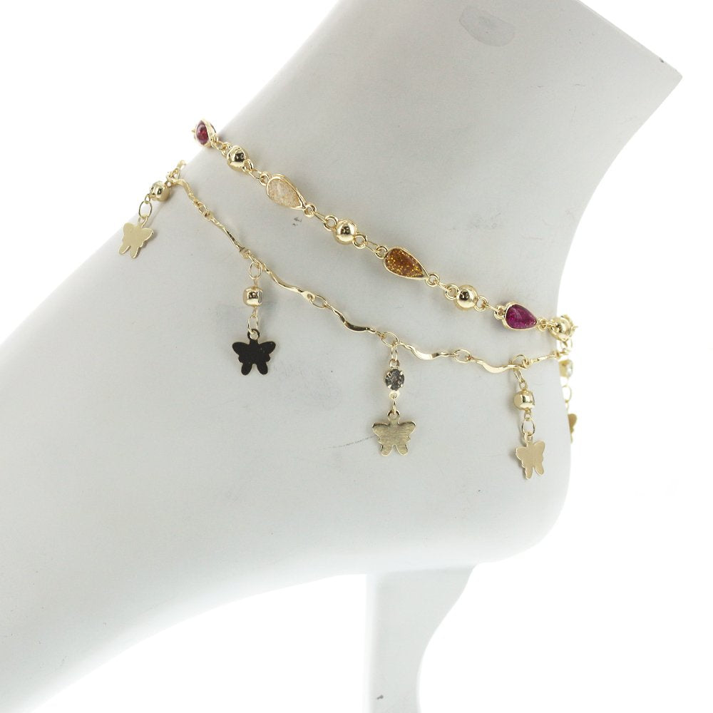 Double Chain Colorful Anklet A 1269