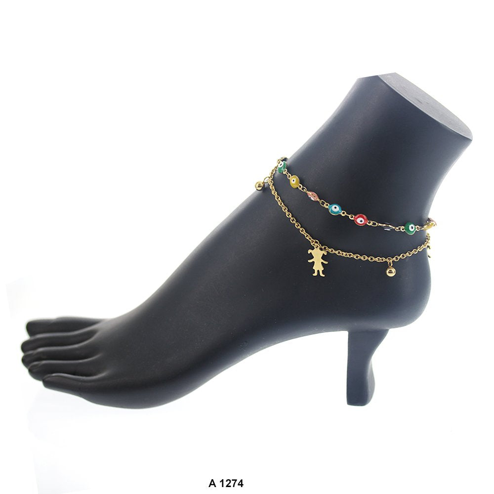 Stainless Steel Evil Eye Anklet A 1274