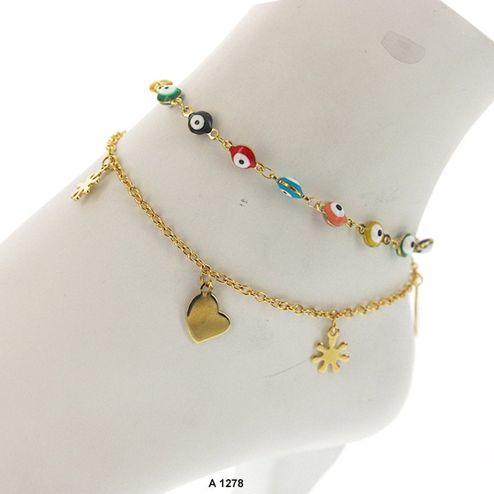 Stainless Steel Evil Eye Anklet A 1278