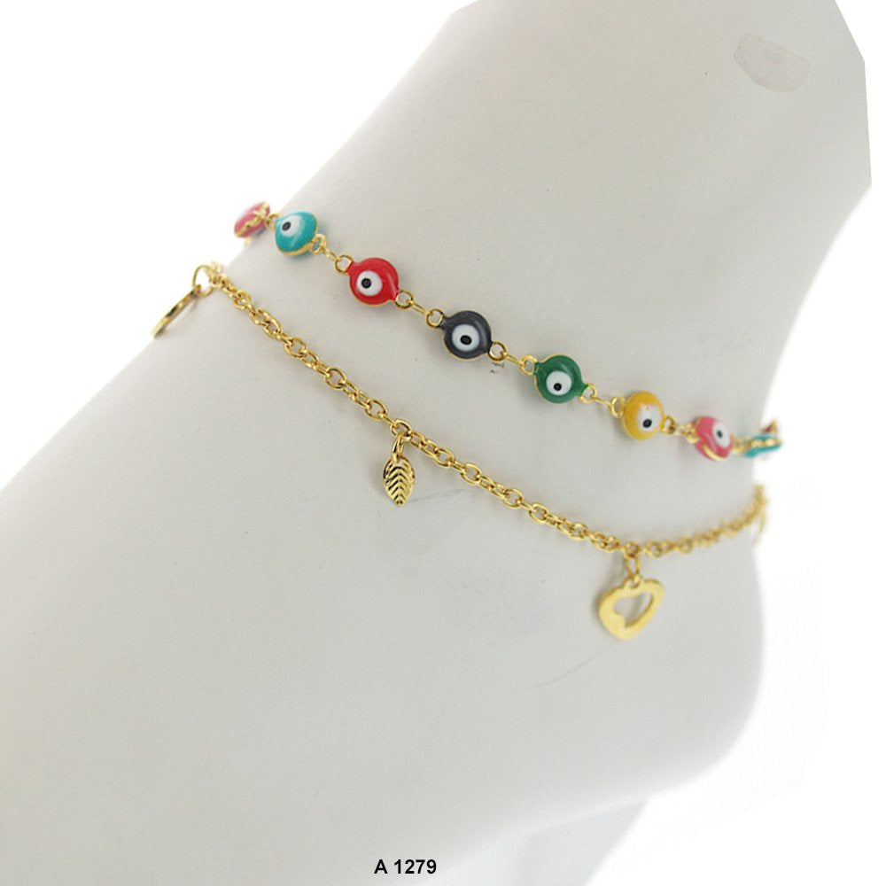 Stainless Steel Evil Eye Anklet A 1279