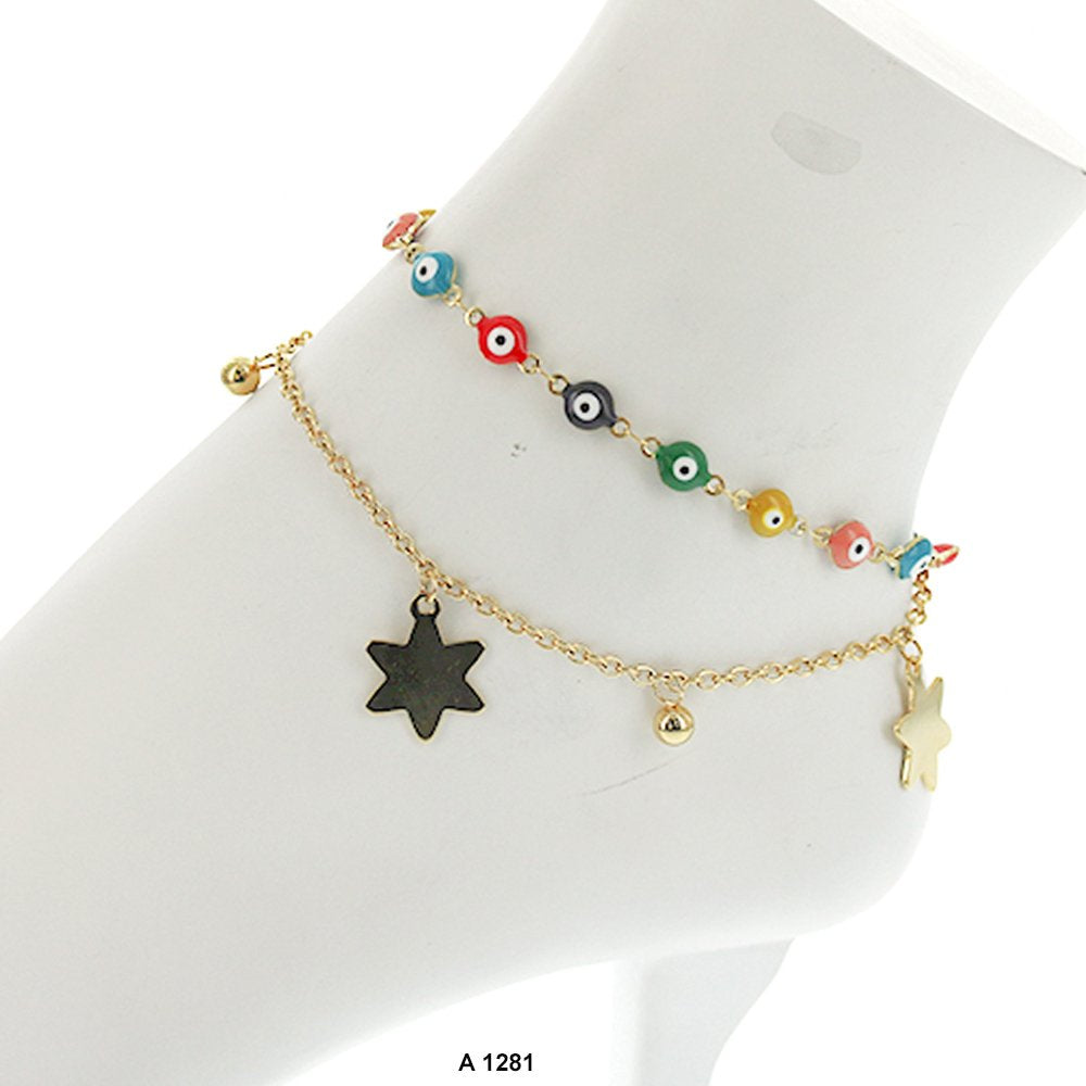 Stainless Steel Evil Eye Anklet A 1281