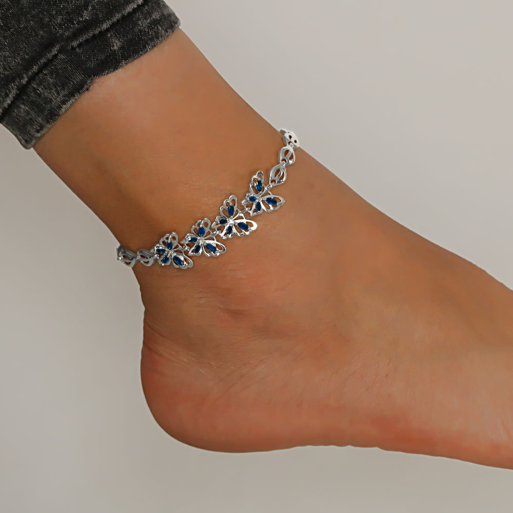 Butterfly CZ Anklet A 2101 BL S