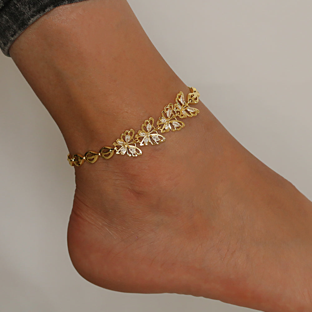 Butterfly CZ Anklet A 2101 W G