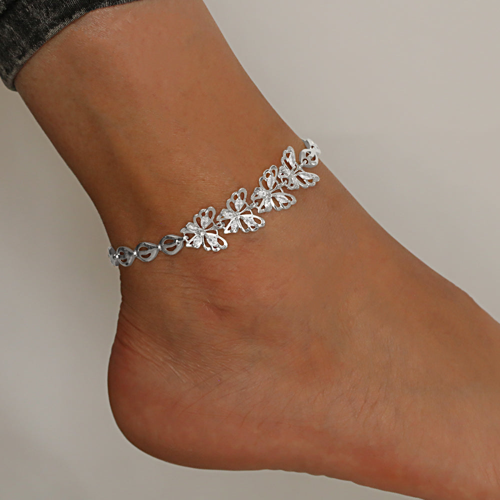 Butterfly CZ Anklet A 2101 W S