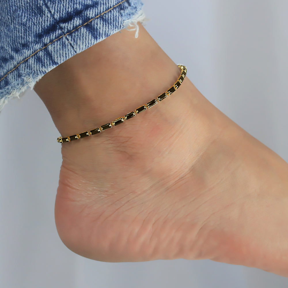 CZ Anklet  A 2107  BK G