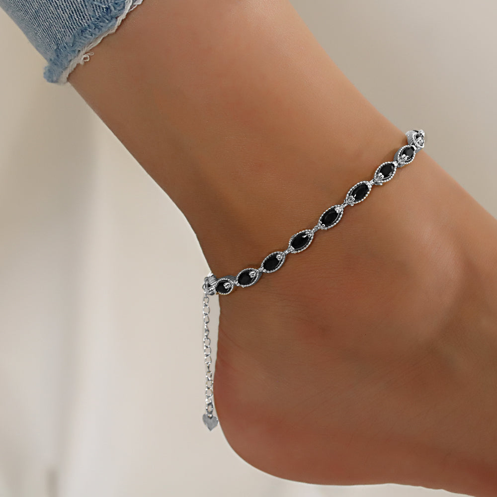 Full Stones CZ Anklet A 2110 (S) BK