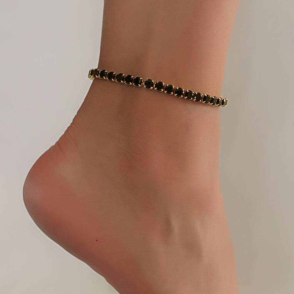 Full Stones CZ Anklet A 2111 (G) BK