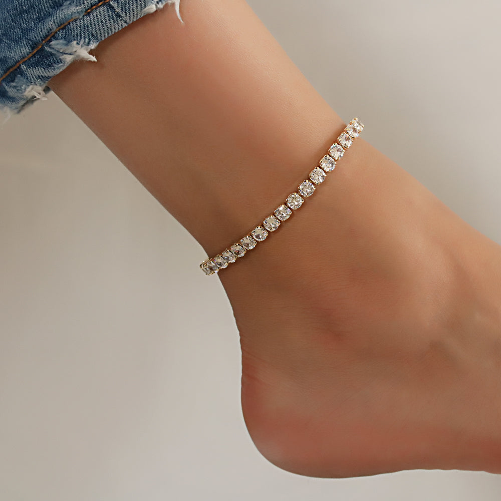 Full Stones CZ Anklet A 2111 (G) W