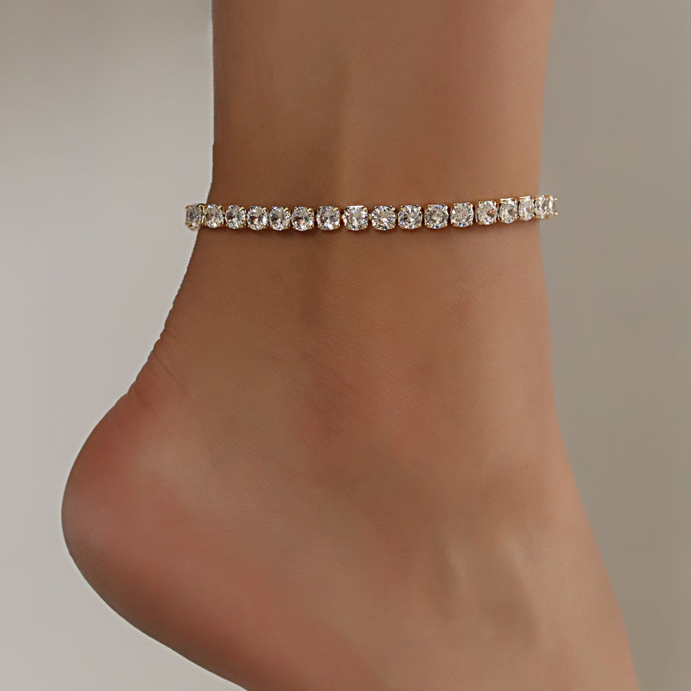 Full Stones CZ Anklet A 2111 (G) W