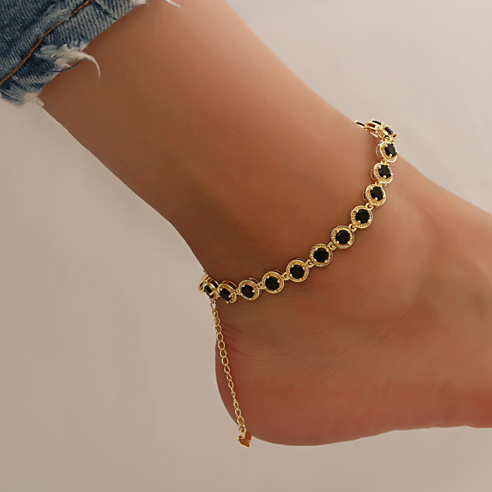 Full Stones CZ Anklet A 2112 (G) BK