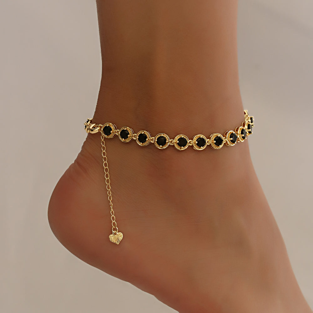 Full Stones CZ Anklet A 2112 (G) BK