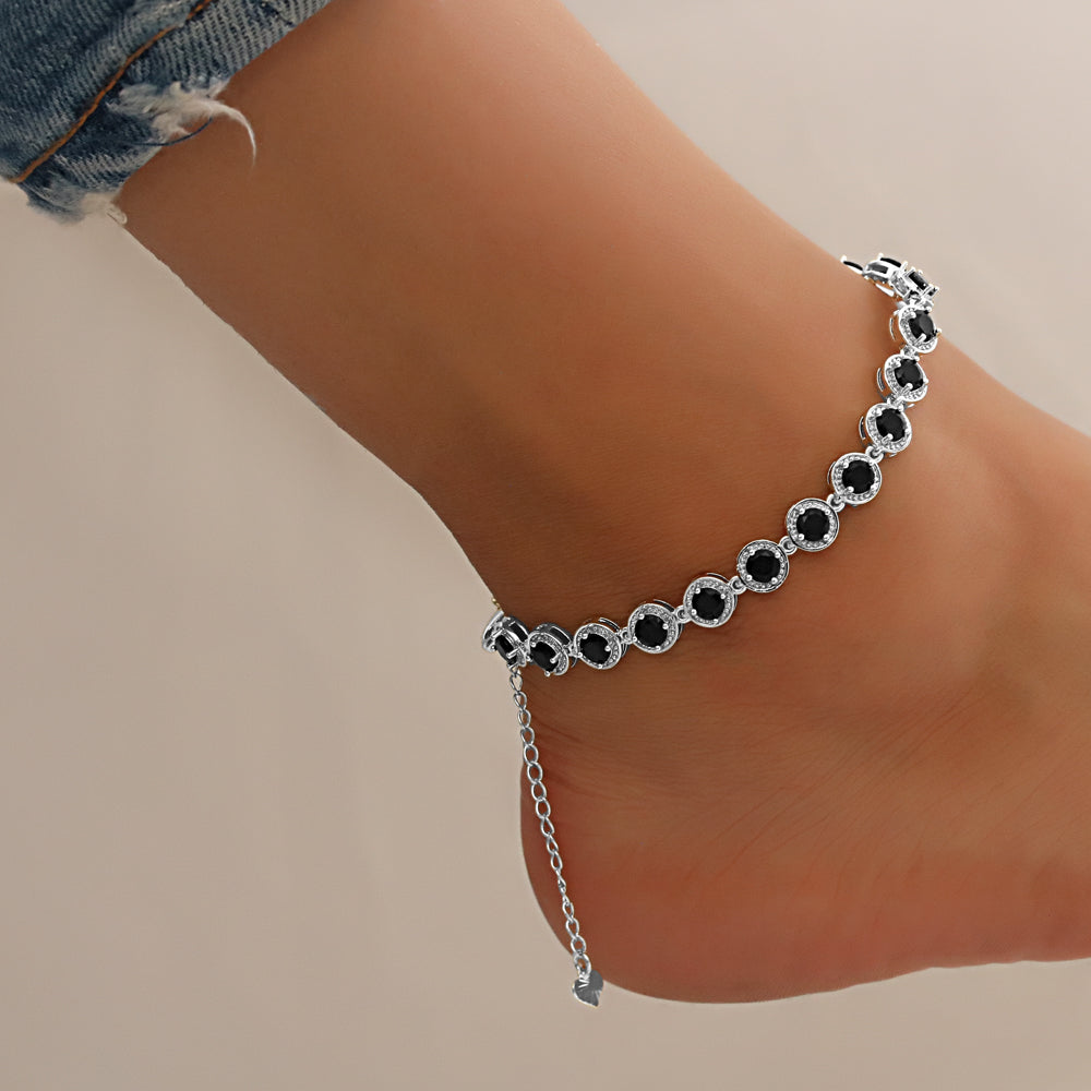 Full Stones CZ Anklet A 2112 (S) BK