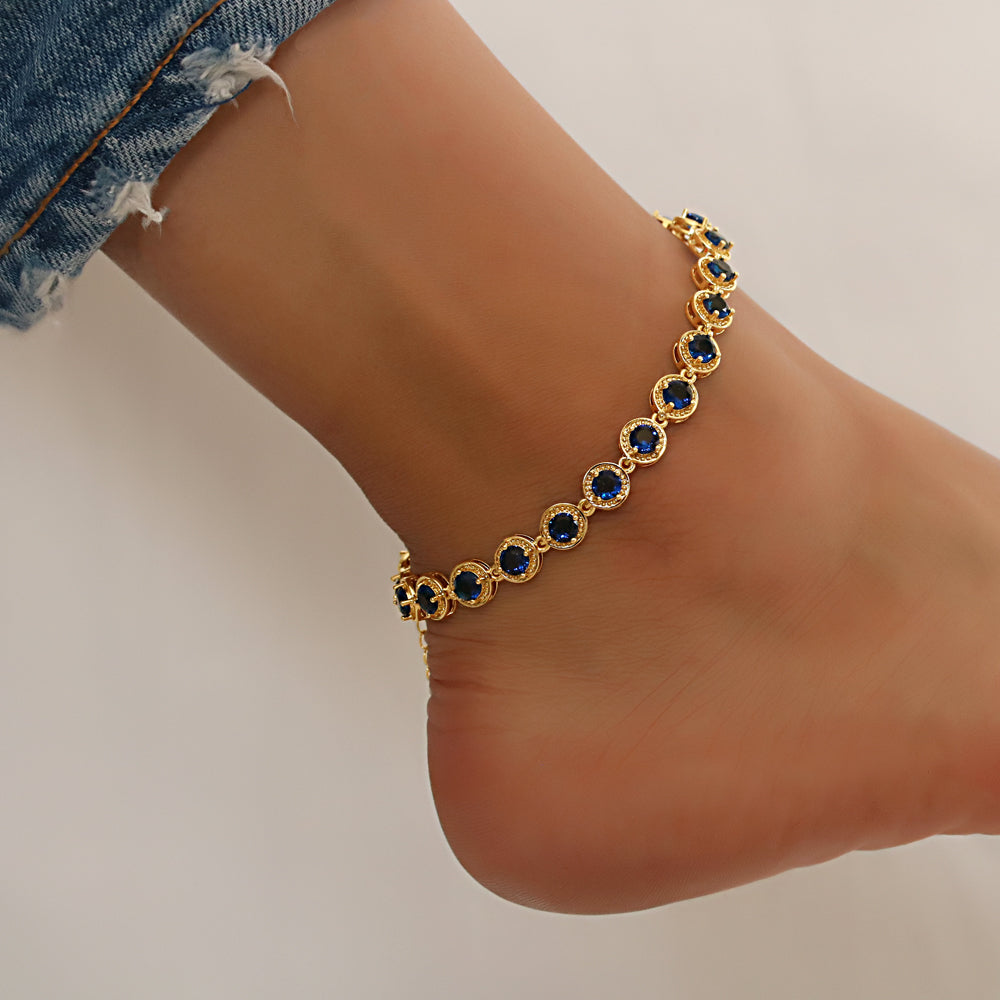 Full Stones CZ Anklet A 2112 (G) BL