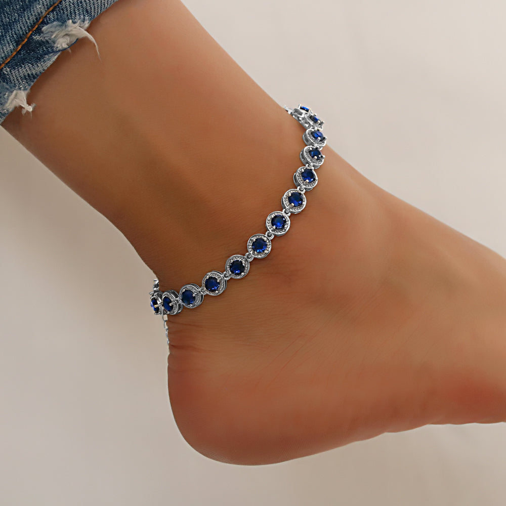 Full Stones CZ Anklet A 2112 (S) BL