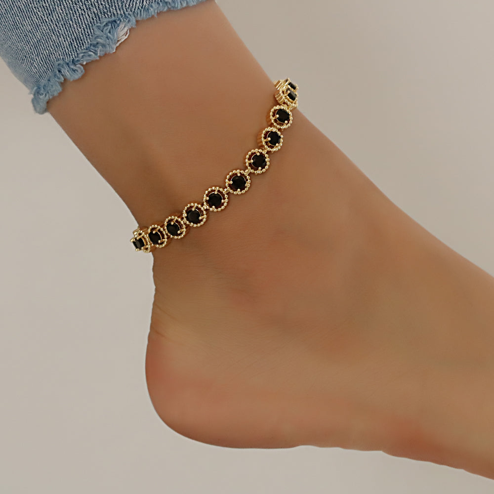 Full Stones CZ Anklet A 2116 (G) BK