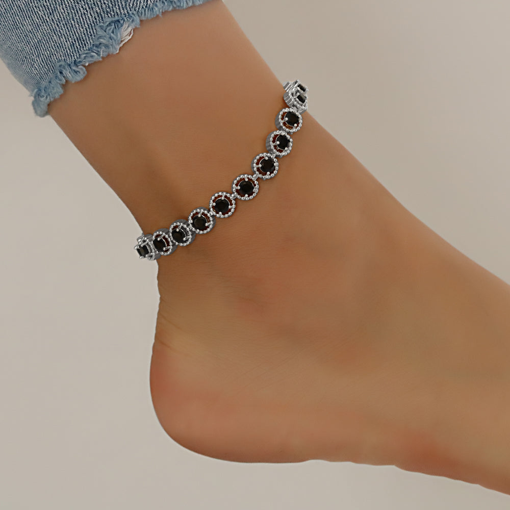 Full Stones CZ Anklet A 2116 BK (S)