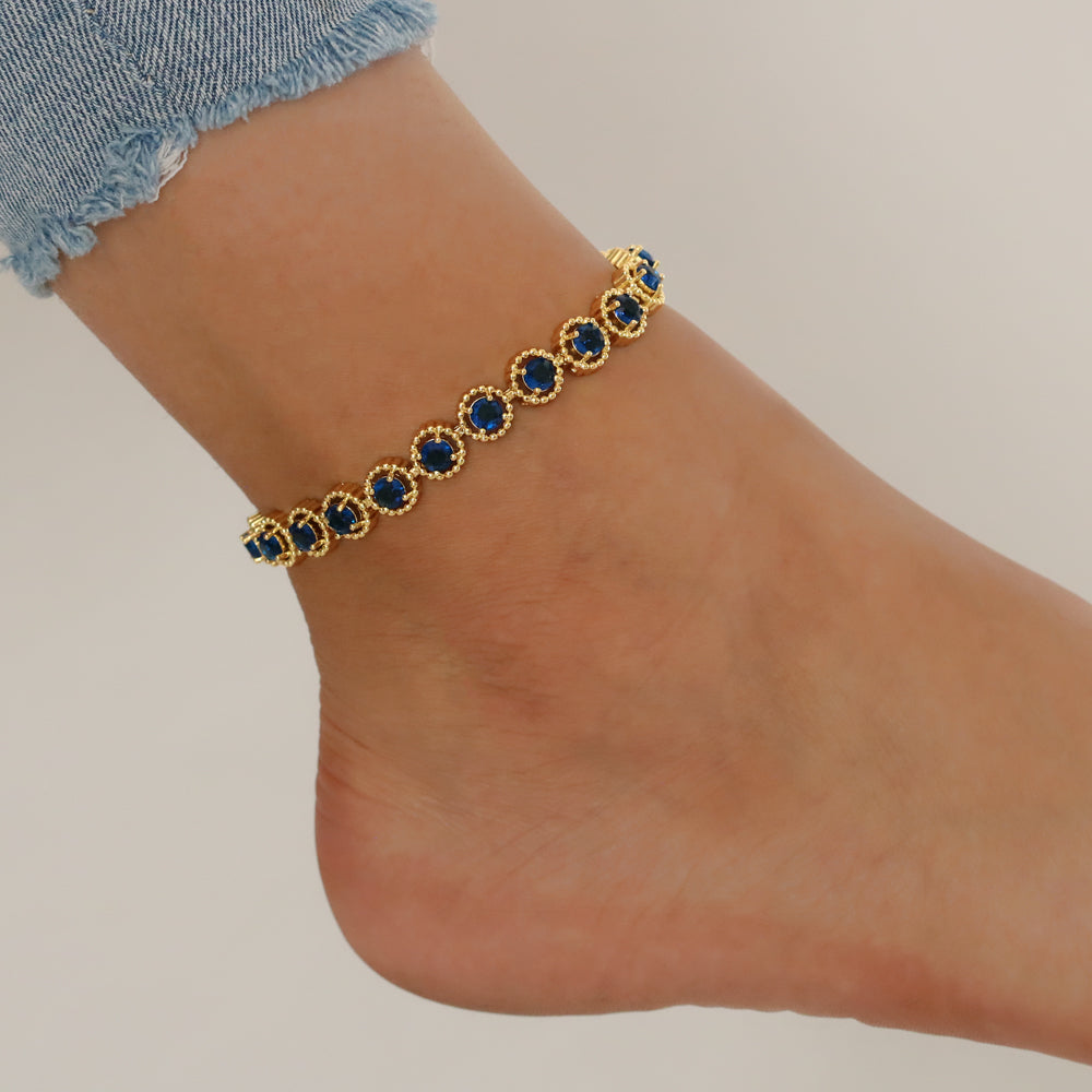 Full Stones CZ Anklet A 2116 (G) BL