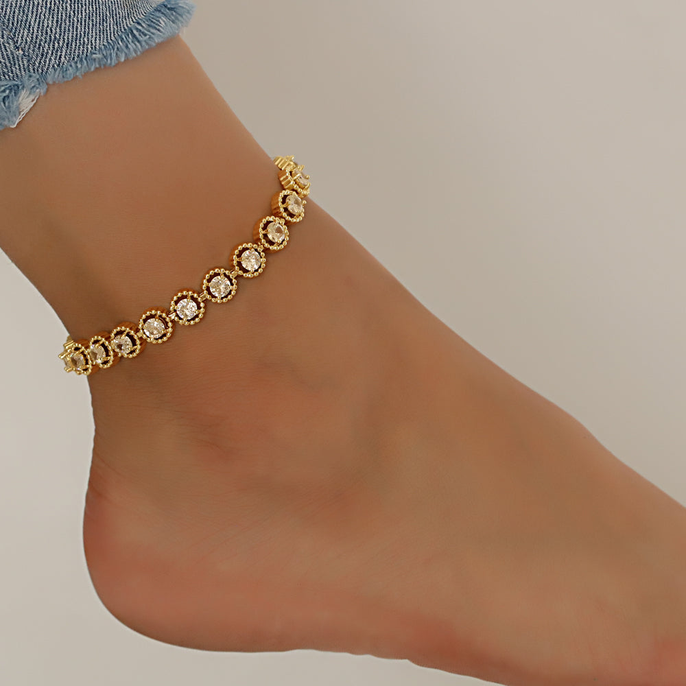 Full Stones CZ Anklet A 2116 (G) W