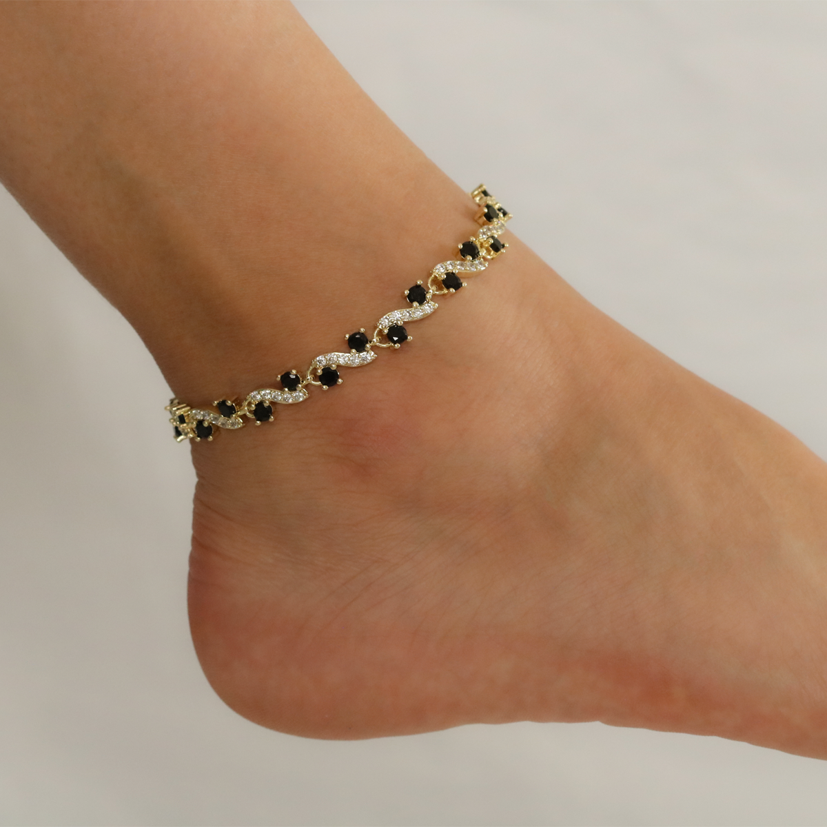 Full Stones CZ Anklet A 2118 BK(G)