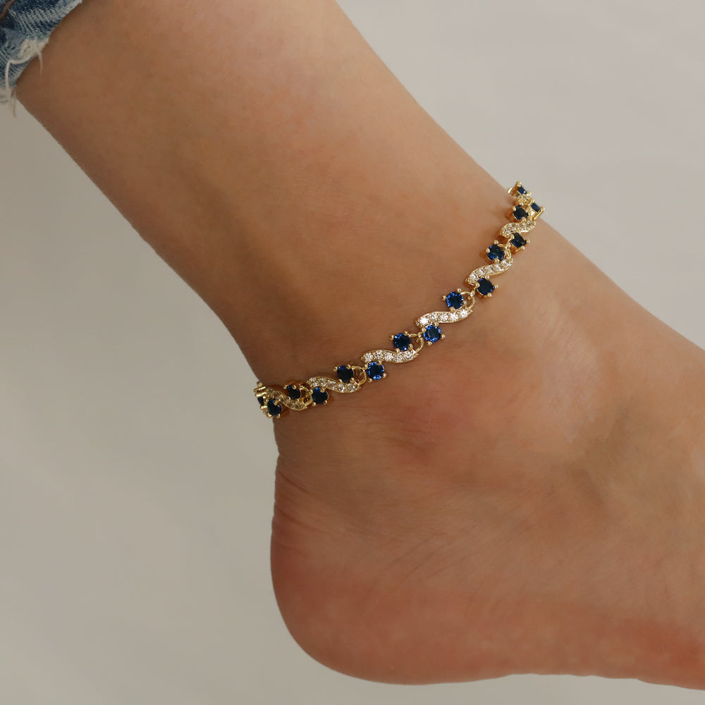 Full Stones CZ Anklet A 2118 BL (G)