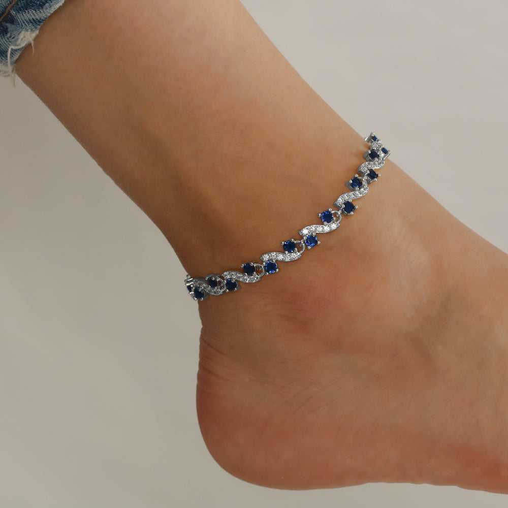 Full Stones CZ Anklet A 2118 S BL