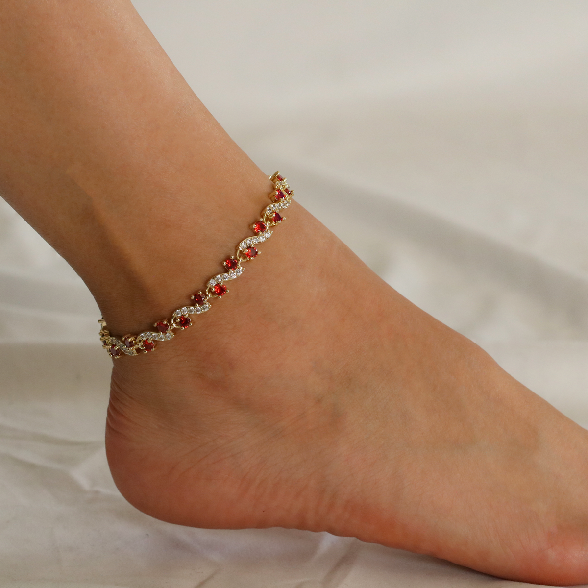 Full Stones CZ Anklet A 2118 R (G)