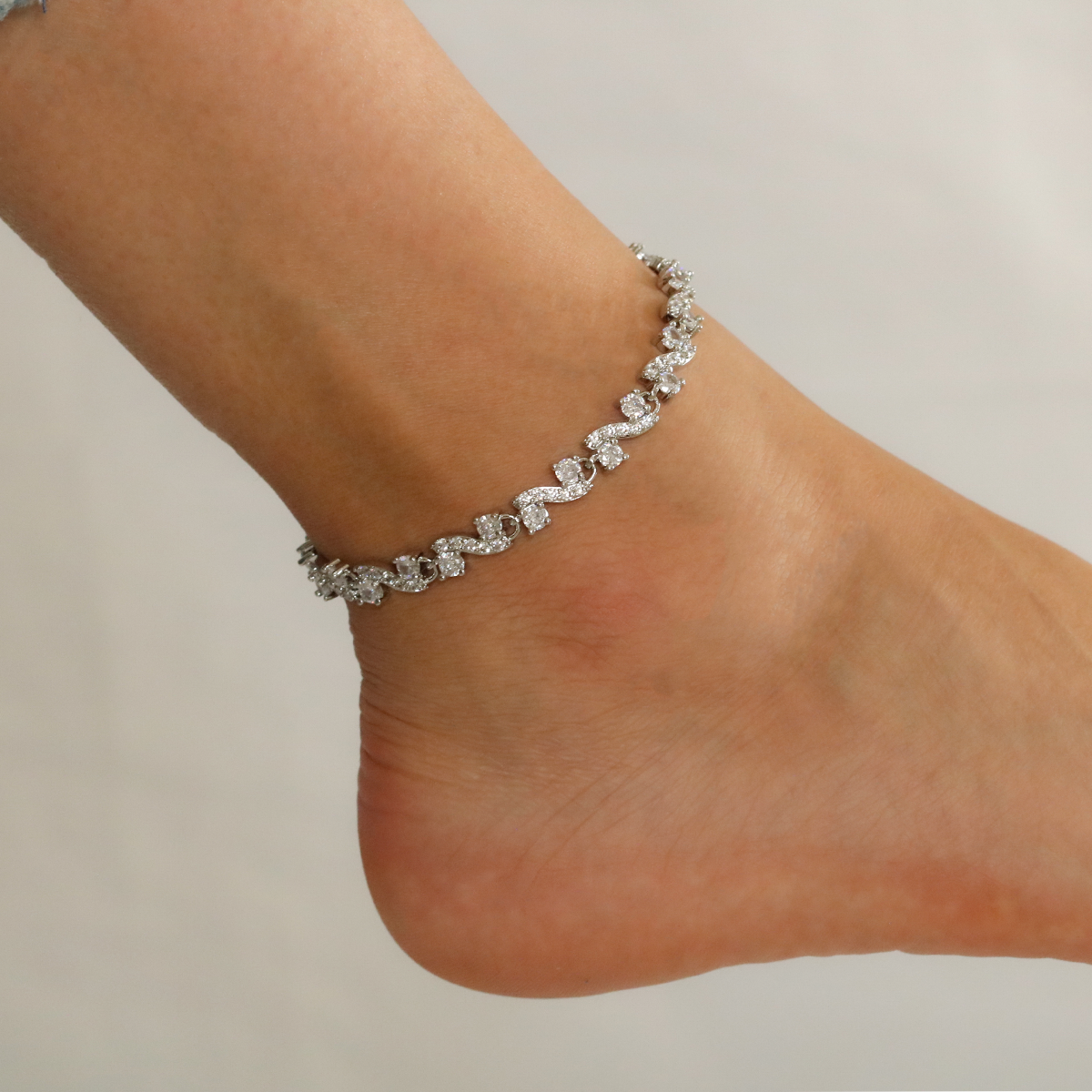 Full Stones CZ Anklet A 2118 W (S)