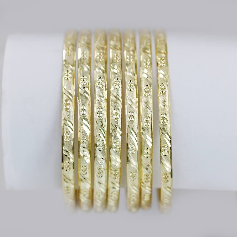 Cut Etched Gold Layered Semanario Bangles Bracelets Oro Laminado 7 3mm |  eBay