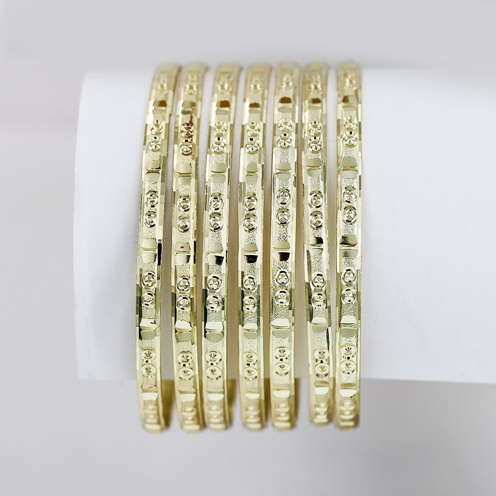 14k Yellow Gold Seven Days Diamond Cut Bangle Bracelet , Size 8 - Etsy
