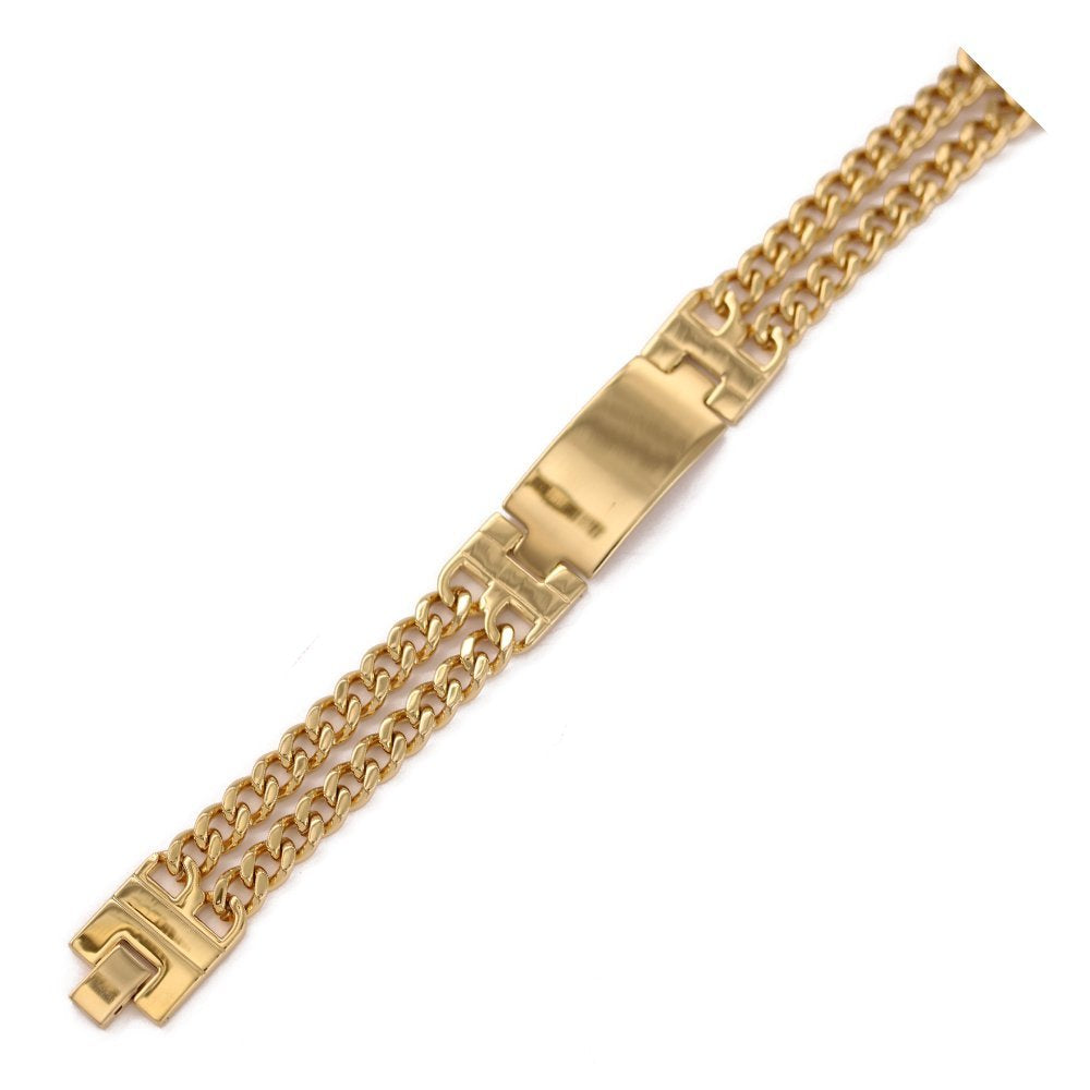 Pulsera Cubana Doble Cadena 8 MM BRS 1036 G